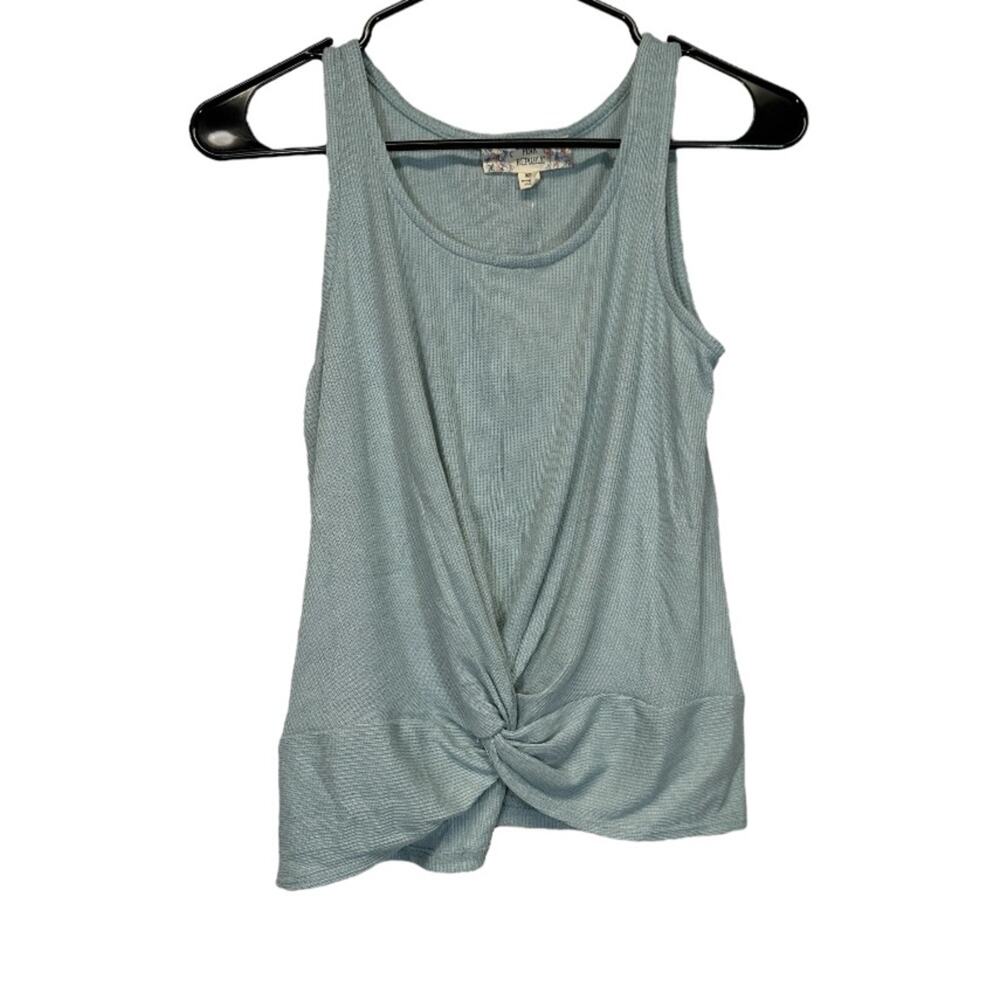 Pink Republic Light Blue Raindrop Ribbed Tie Sleeveless Tank Top Size XS